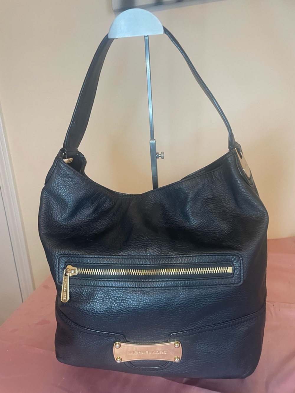 Authentic Michael Kors Purse #073NC Nolita large pebbled leather hobo - Picture 2 of 10